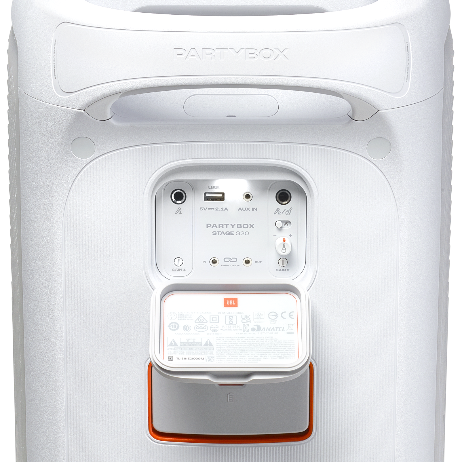 JBL PartyBox Stage 320 - White - Portable party speaker with wheels - Detailshot 2